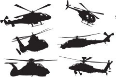 多款直升飞机剪影矢量素材